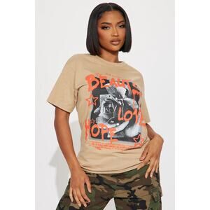 Fashion Nova Women's T-Shirt Beauty in All Places Relaxed Boyfriend Fit Tee